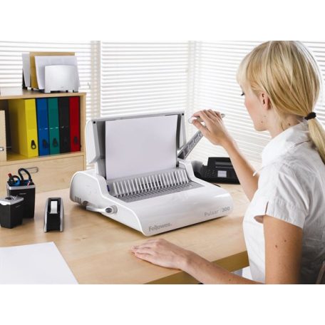 FELLOWES Spirálozógép, műanyag spirálkötéshez, manuális, 300 lap, FELLOWES "Pulsar+"