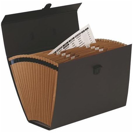 FELLOWES Harmonikatáska, karton, 19 rekeszes, FELLOWES "Bankers Box Handifile", fekete