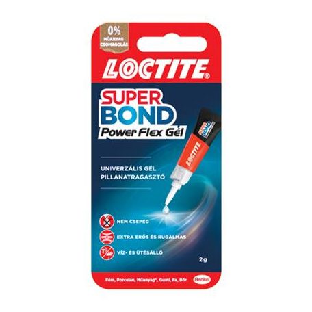 HENKEL Pillanatragasztó gél, 2 g, HENKEL "Loctite Super Bond Power Flex Gél"