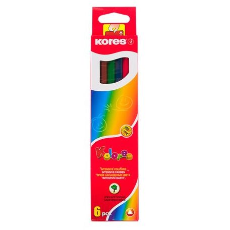 KORES Színes ceruza készlet, háromszögletű, KORES "Triangular", 6 különböző szín