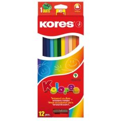   KORES Színes ceruza készlet, háromszögletű, KORES "Triangular", 12 különböző szín