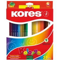   KORES Színes ceruza készlet, háromszögletű, KORES "Triangular", 24 különböző szín