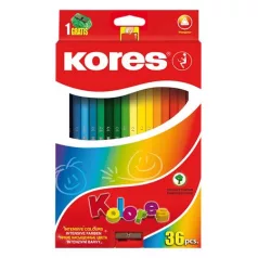   KORES Színes ceruza készlet, háromszögletű, KORES "Triangular", 36 különböző szín