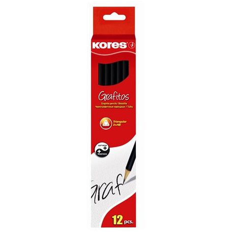 KORES Grafitceruza radírral, HB, háromszögletű, KORES