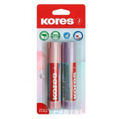   KORES Ragasztóstift, pasztell színű tokban, 2x20 g, KORES, vegyes színek