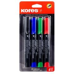   KORES Alkoholos marker készlet, 3 mm, kúpos, KORES "Eco K-Marker", 4 különböző szín
