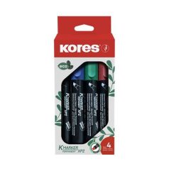   KORES Alkoholos marker készlet, 3-5 mm, vágott, KORES "ECO K-Marker XP2", 4 különböző szín