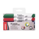 KORES Tábla- és flipchart marker készlet, 3 mm, kúpos, KORES "K-Marker XW1", 4 különböző szín