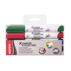   KORES Tábla- és flipchart marker készlet, 3 mm, kúpos, KORES "K-Marker XW1", 4 különböző szín