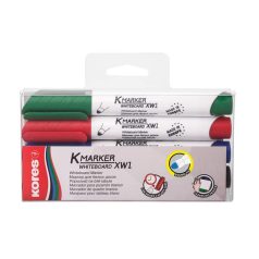   KORES Tábla- és flipchart marker készlet, 1-3 mm, kúpos, KORES "K-Marker", 4 különböző szín