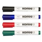 KORES Tábla- és flipchart marker készlet, 3 mm, kúpos, KORES "K-Marker XW1", 4 különböző szín