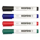 KORES Tábla- és flipchart marker készlet, 3 mm, kúpos, KORES "K-Marker XW1", 4 különböző szín