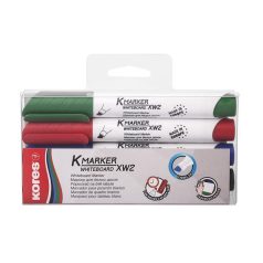   KORES Tábla- és flipchart marker készlet, 3-5 mm, vágott, KORES "K-Marker XW2", 4 különböző szín
