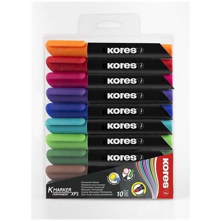 KORES Alkoholos marker, 3-5 mm, kúpos, KORES "K-Marker", 10 különböző szín