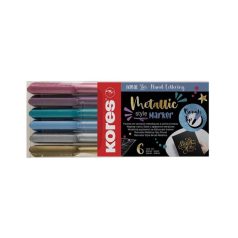   KORES Ecsetirón készlet, KORES "Metallic Style", 6 metál szín