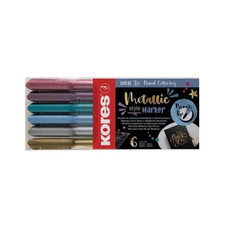 KORES Ecsetirón készlet, KORES "Metallic Style", 6 metál szín