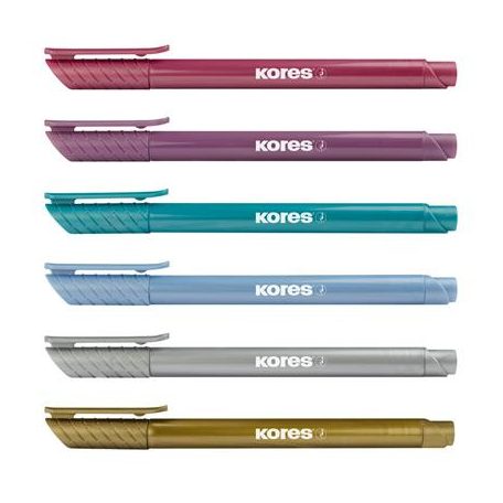 KORES Ecsetirón készlet, KORES "Metallic Style", 6 metál szín