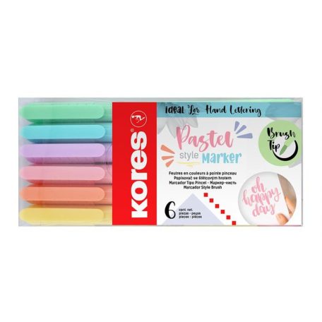 KORES Ecsetirón készlet, KORES "Pastel Style", 6 pasztell szín