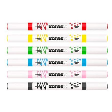 KORES Dekormarker készlet, akril, 1-2 mm, kétvégű, KORES " K-Kreative", 6 különböző szín