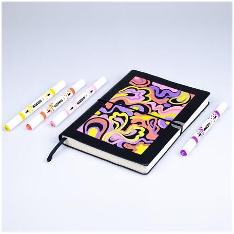 KORES Dekormarker készlet, akril, 1-2 mm, kétvégű, KORES " K-Kreative", 6 különböző szín