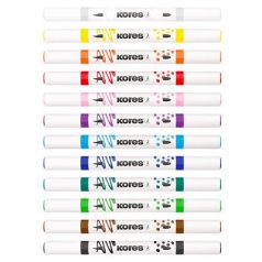   KORES Dekormarker készlet, akril, 1-2 mm, kétvégű, KORES " K-Kreative", 12 különböző szín