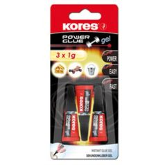   KORES Pillanatragasztó gél, 3x1 g, KORES "Power Glue Gel"