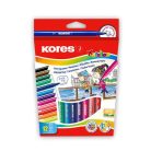 KORES Filctoll készlet, kimosható, KORES "Korellos", 12 különböző szín