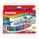 KORES Filctoll készlet, kimosható, KORES "Korellos", 24 különböző szín