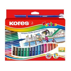   KORES Filctoll készlet, kimosható, KORES "Korellos", 24 különböző szín