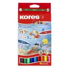 KORES Filctoll készlet, 1-3 mm, kétvégű, kimosható, KORES "Korellos 2in1", 10 különböző szín