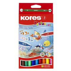   KORES Filctoll készlet, 1-3 mm, kétvégű, kimosható, KORES "Korellos 2in1", 10 különböző szín