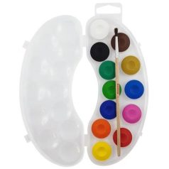   KORES Vízfesték, 12 darabos, 25 mm, ecsettel, KORES "Akuarellos Mini", pasztell színek