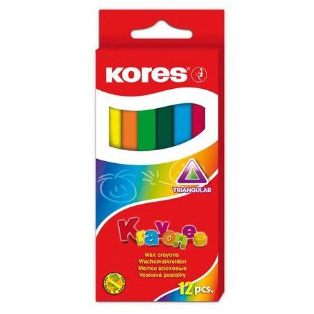 KORES Zsírkréta, háromszögletű "KORES", 12 darabos