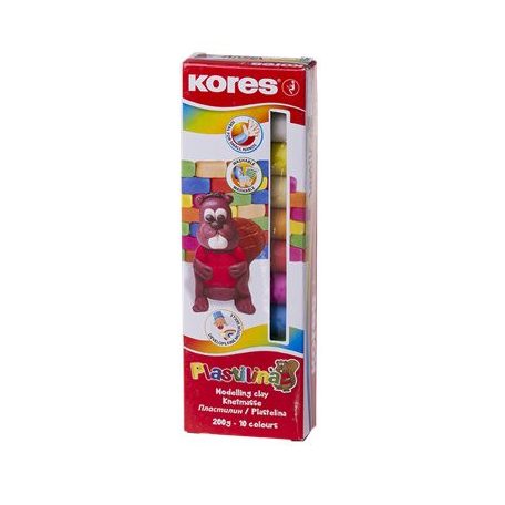 KORES Gyurma, 200 g, 10 szín, KORES "Plastilina"