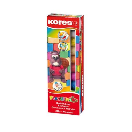 KORES Gyurma, 200 g, 10 pasztell szín, KORES "PLASTILINA"