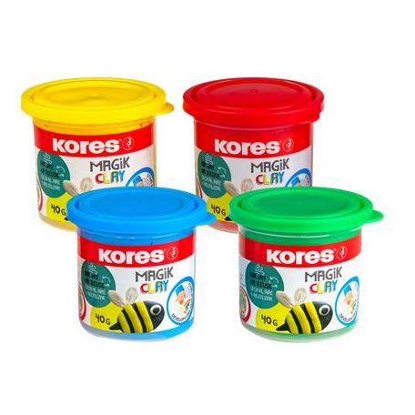 KORES Gyurma,160 g, levegőre száradó, 4 szín, KORES "Magic Clay"