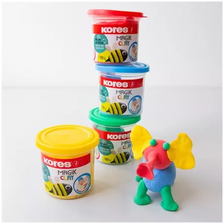 KORES Gyurma,160 g, levegőre száradó, 4 szín, KORES "Magic Clay"