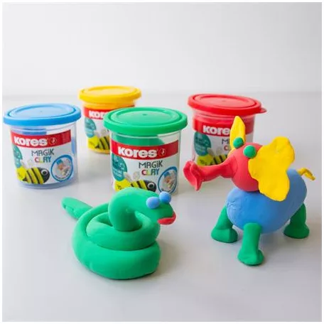 KORES Gyurma,160 g, levegőre száradó, 4 szín, KORES "Magic Clay"