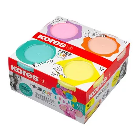 KORES Gyurma,160 g, levegőre száradó, 4 pasztell szín, KORES "Magic Clay"