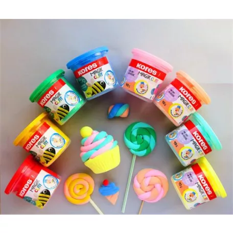 KORES Gyurma,160 g, levegőre száradó, 4 pasztell szín, KORES "Magic Clay"