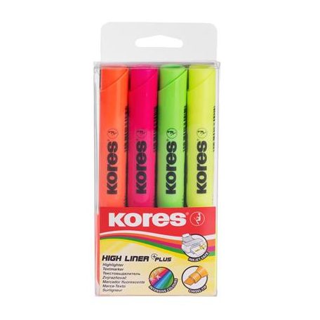 KORES Szövegkiemelő készlet, 0,5-5 mm, KORES "High Liner Plus", 4 különböző szín