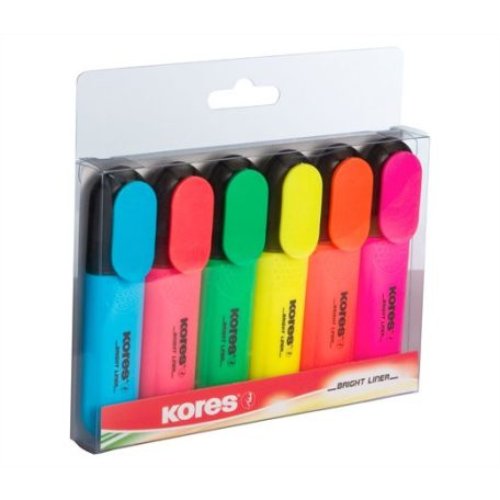 KORES Szövegkiemelő készlet, 0,5-5 mm, KORES, 6 különböző szín