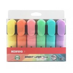   KORES Szövegkiemelő készlet, 0,5-5 mm, KORES "Bright Liner Plus Pastel", 6 különböző szín