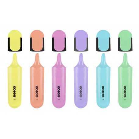 KORES Szövegkiemelő készlet, 0,5-5 mm, KORES "Bright Liner Plus Pastel", 6 különböző szín