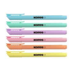   KORES Szövegkiemelő készlet, 0,5-5 mm, KORES, 6 különböző pasztell szín