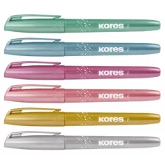   KORES Szövegkiemelő készlet, 3-5 mm, KORES "Glitter", 6 különböző csillámos szín
