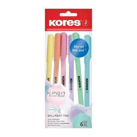KORES Golyóstoll, 1,0 mm, kupakos, háromszögletű, KORES "KOR-M Pastel", kék