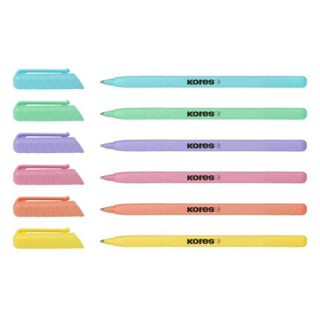 KORES Golyóstoll, 1,0 mm, kupakos, háromszögletű, KORES "KOR-M Pastel", kék