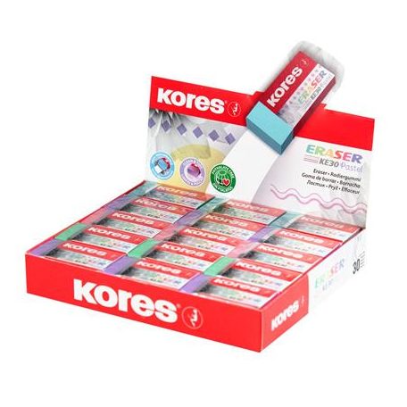 KORES Radír display, KORES "KE-30", pasztell színek