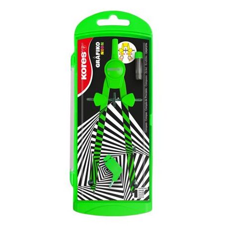 KORES Körző készlet, precíziós, 3 darabos, KORES "Grafiko Neon", vegyes színek